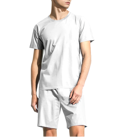 MK-DKJJFTZ   男短款家居服套装（R0026） - 仿棉-180g/S