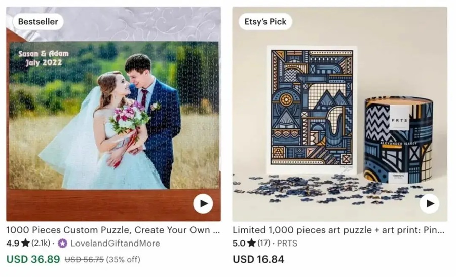 Etsy跨境平台pod定制拼图